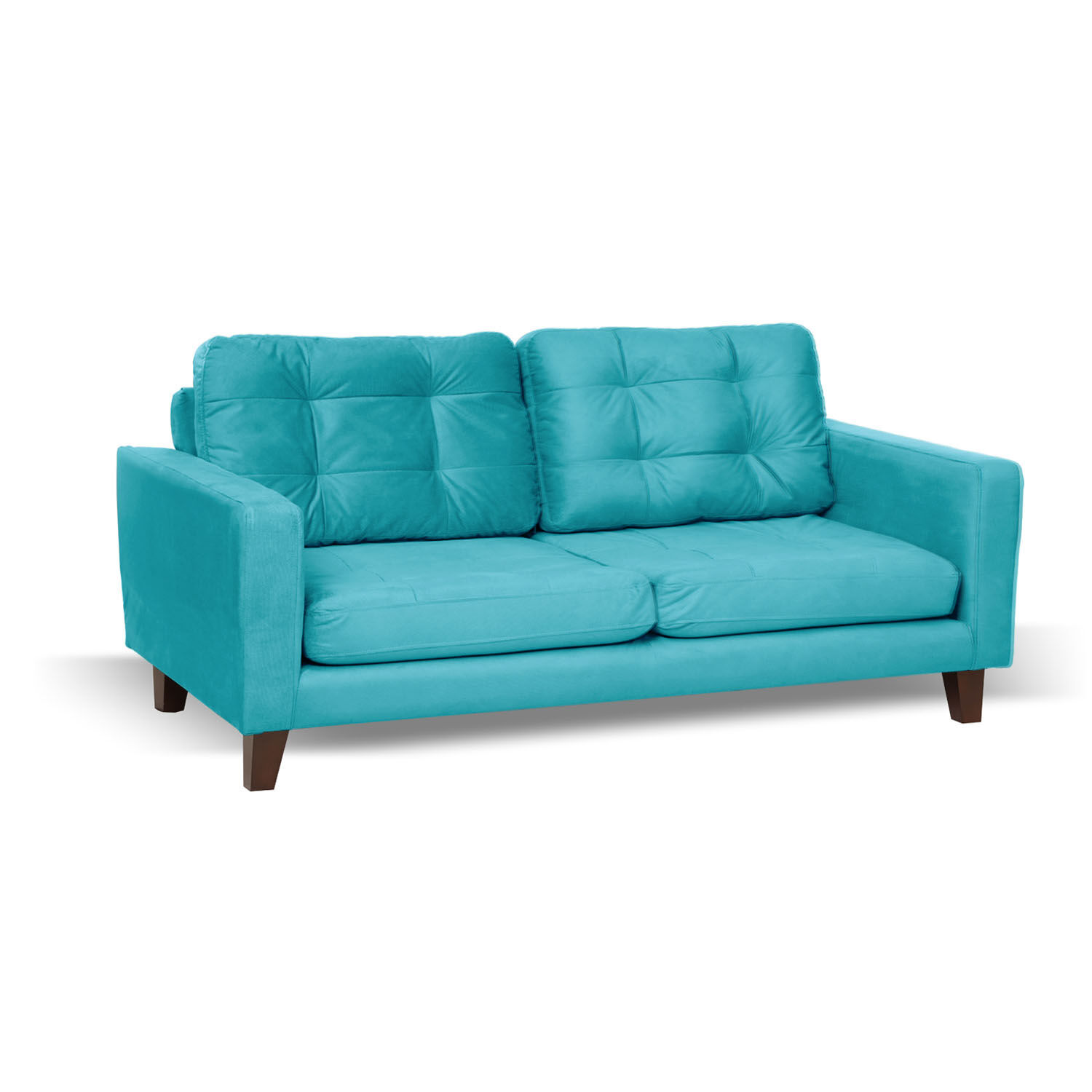 Sofa Napoles 2 Cuerpos Tela Velvet Turquesa image number 1.0