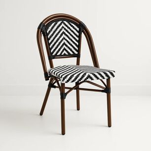 Silla Bistro Parisina Rattan - Blanca Con Negro