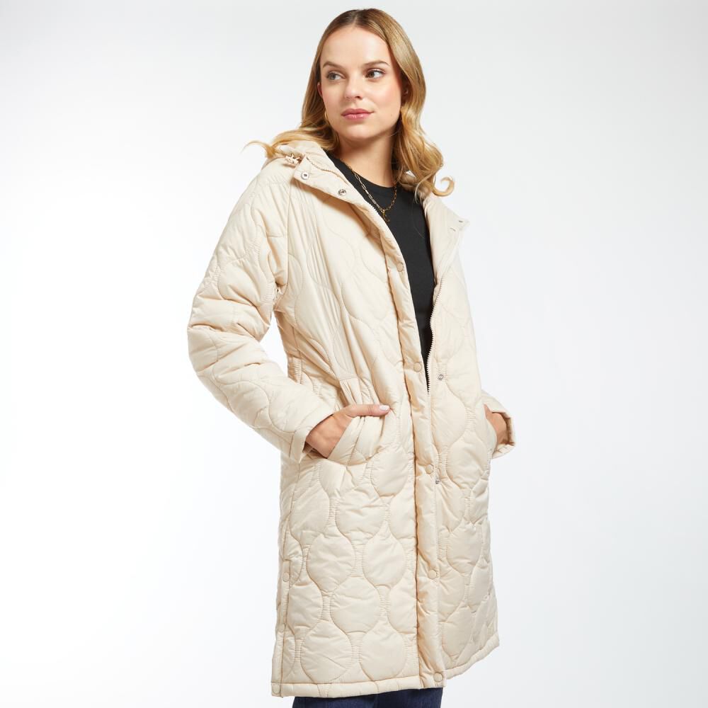 Parka Larga Regular Cuello Alto Con Capucha Mujer Kimera image number 2.0