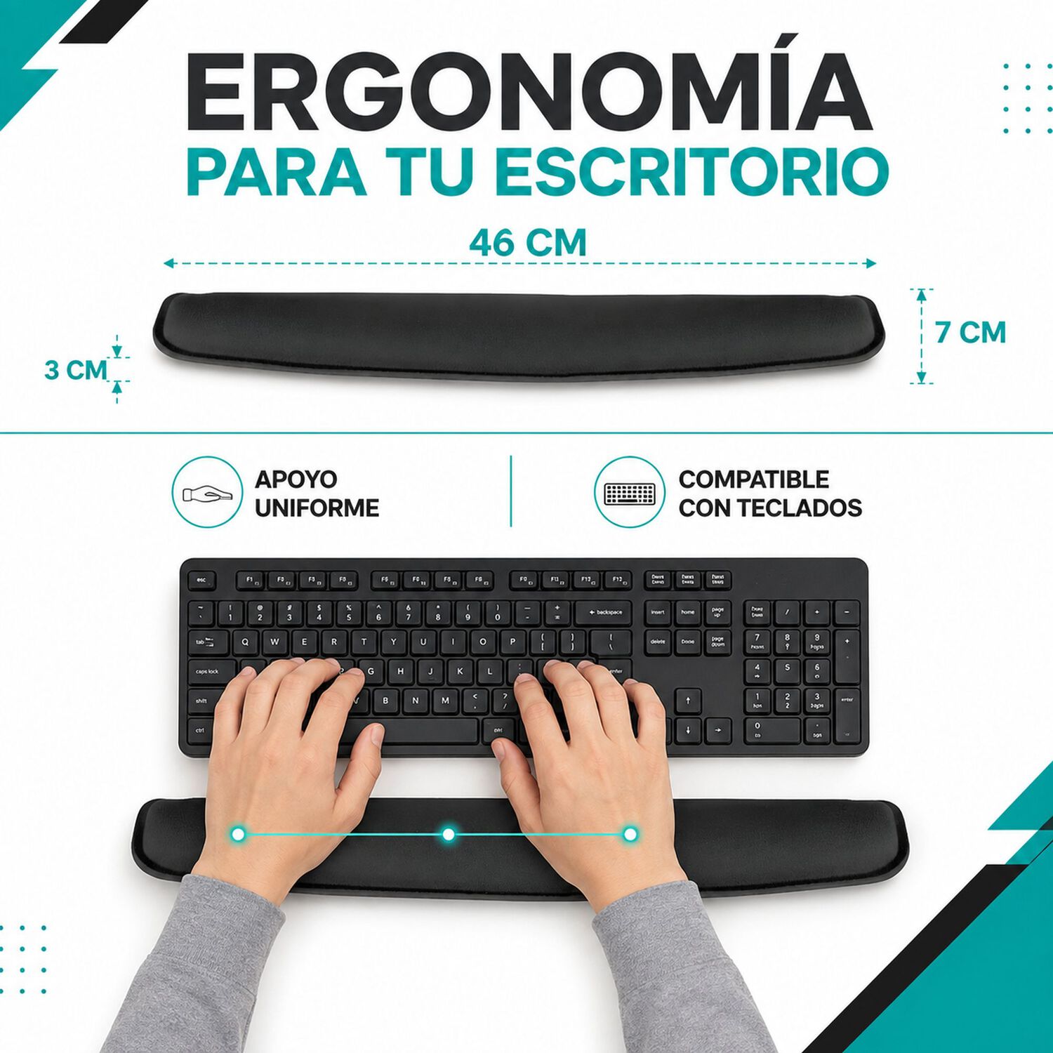 Apoya Mu&ntilde;ecas Para Teclado Ultra Ergon&oacute;mico Wrist Rest 00250 image number 5.0