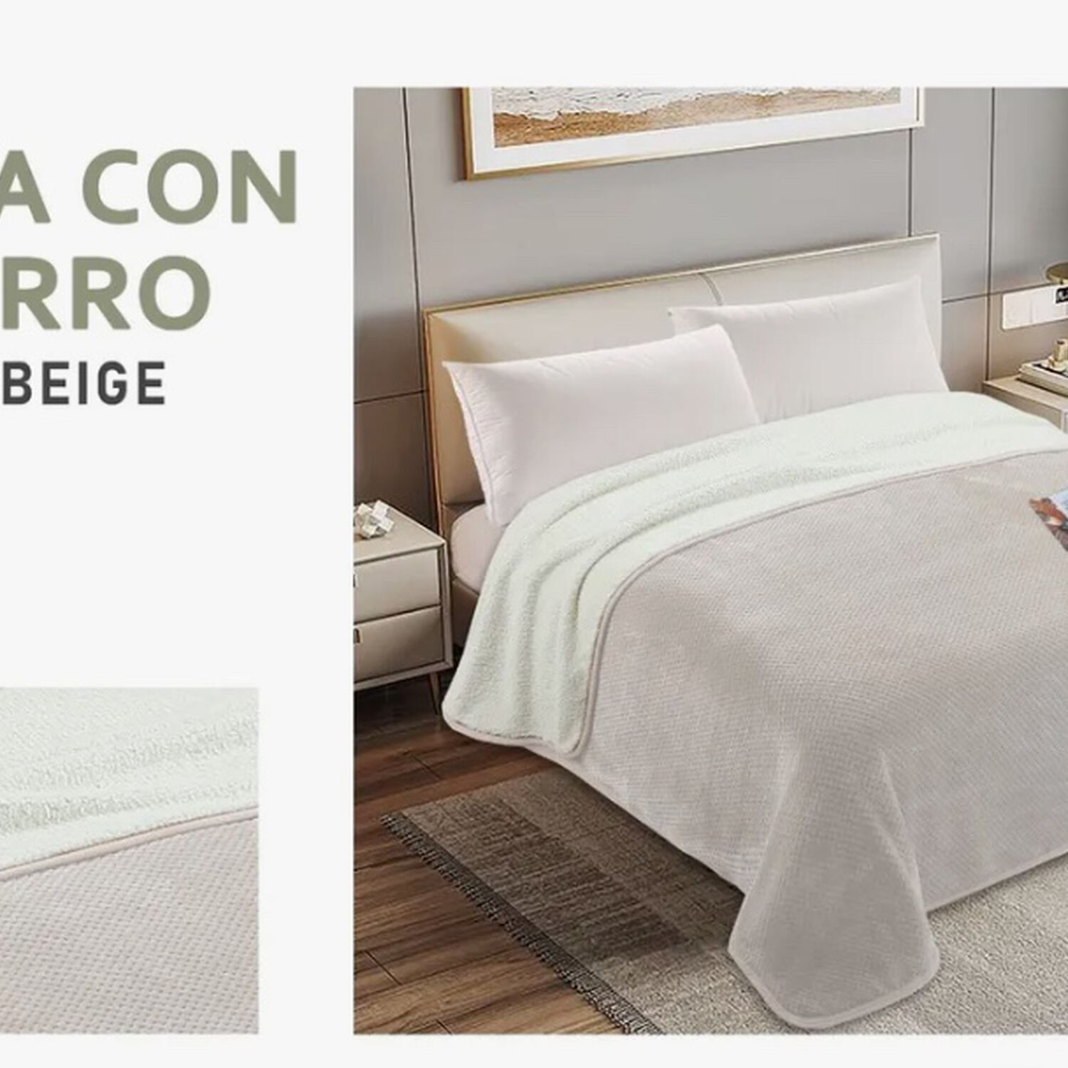 Manta Con Chiporro Sherpa Arredo Reversible Beige image number 1.0