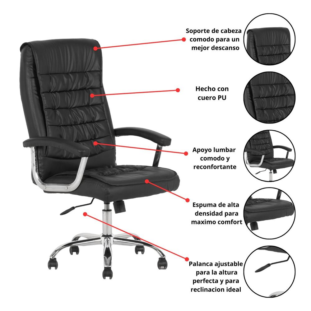 Sillon Gerencial Milano Negro image number 2.0