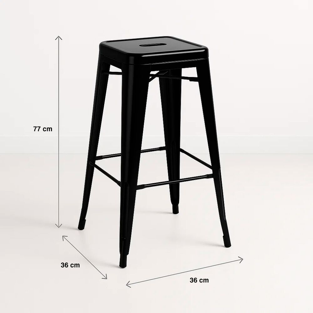 Pack De 4 Pisos Taburetes Tolix Altos - Negro image number 3.0