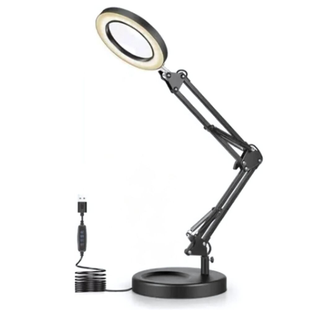 Lámpara Lupa De Aumento Lente Circular Luz Led Soporte 2en1 image number 1.0