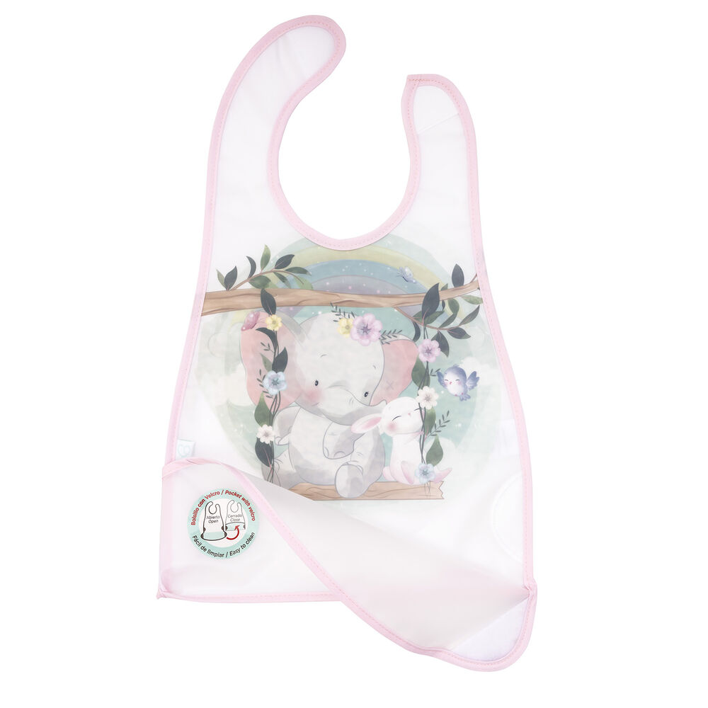 Babero De Alimentacion Rosado Elefante Niña image number 1.0