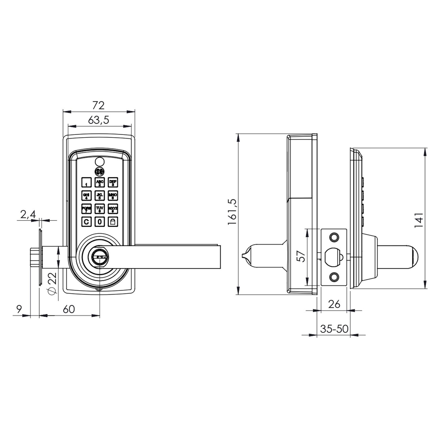 Cerradura Digital Odis Con Manilla 6600 - Plata image number 3.0