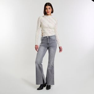 Polera Encaje Manga Larga Cuello Alto Mujer Rolly Go