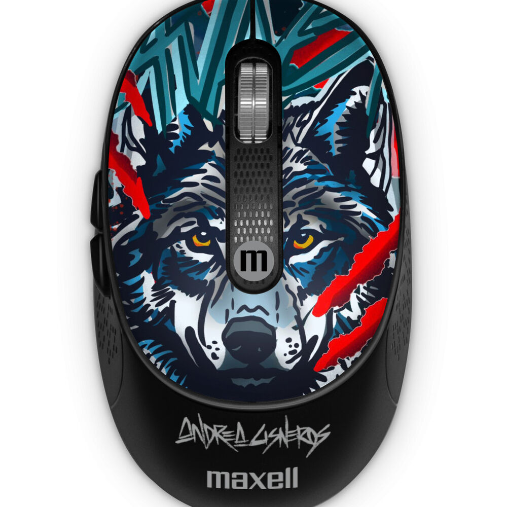 Mouse Inal&aacute;mbrico Maxell Dise&ntilde;o Wild 4000dpi Usb/usb-c Lobo image number 0.0