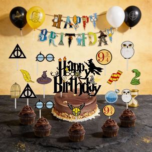 Pack Cumplea&ntilde;os Harry Potter Globos Toppers Cinta Y Mas