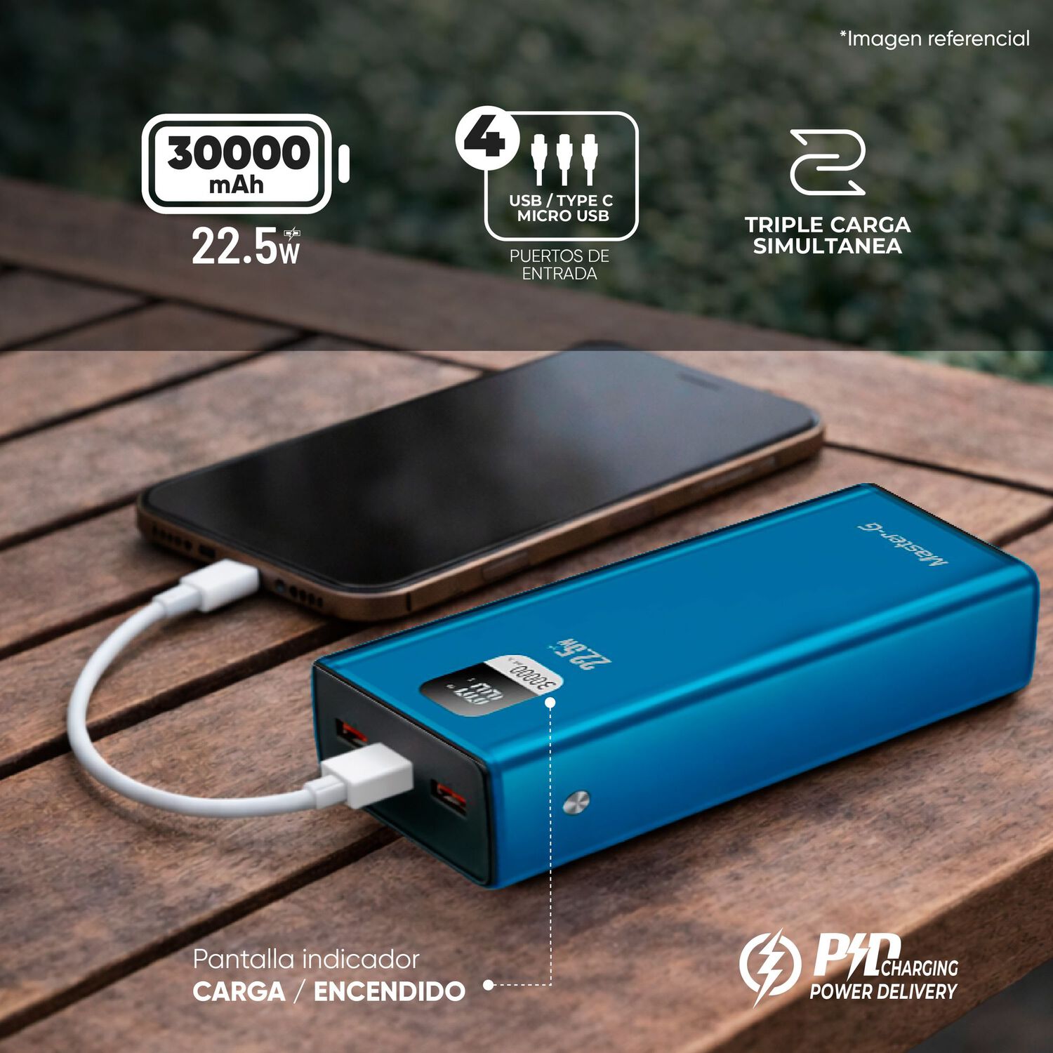 Bater&iacute;a Externa Power Bank 30000 Mah 22.5w Ucp30lpd image number 1.0