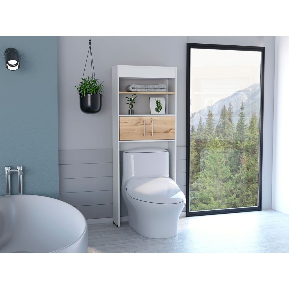 Estante Wc 2 Puertas 3 Repisa Fm-008b Blanco Y Café Claro image number 6.0