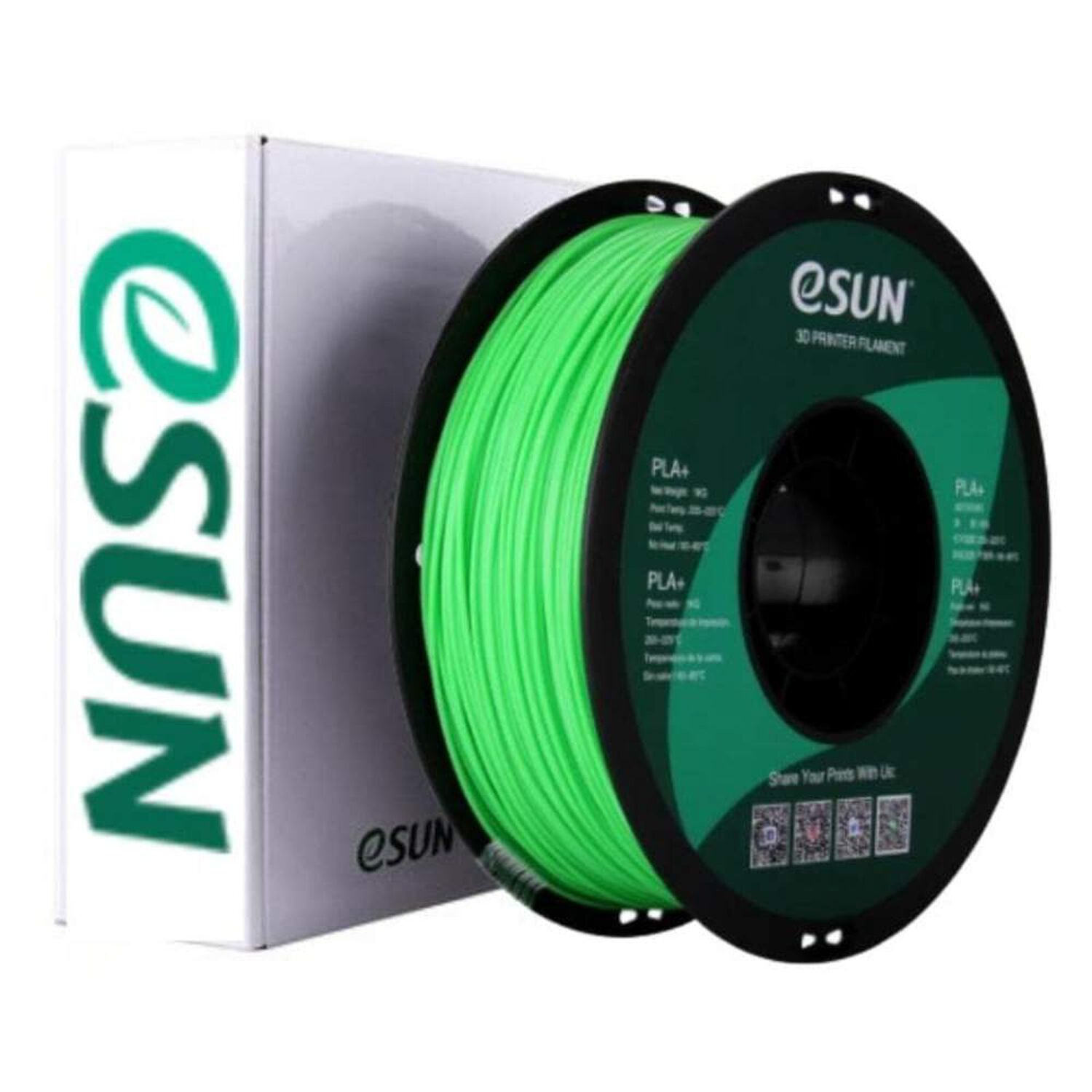Filamento Pla+ Verde Fluorescente 1kg Esun image number 0.0