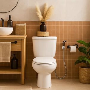 Kit Ducha Bidet 1 Funci&oacute;n Flexible 1,5 Mts Y Soporte Fijo Color Negro Con Plateado