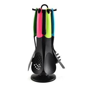 Set 6 Utensilios De Cocina Antiadherentes Mango De Silicona Multicolor