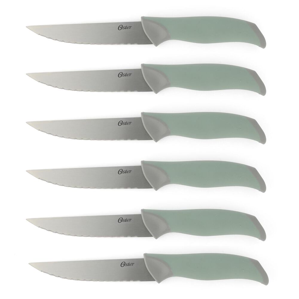 Set Cuchillos Acero Inoxidable Lindbergh 14 Pcs Mango Verde Y Taco De Madera Negro image number 6.0