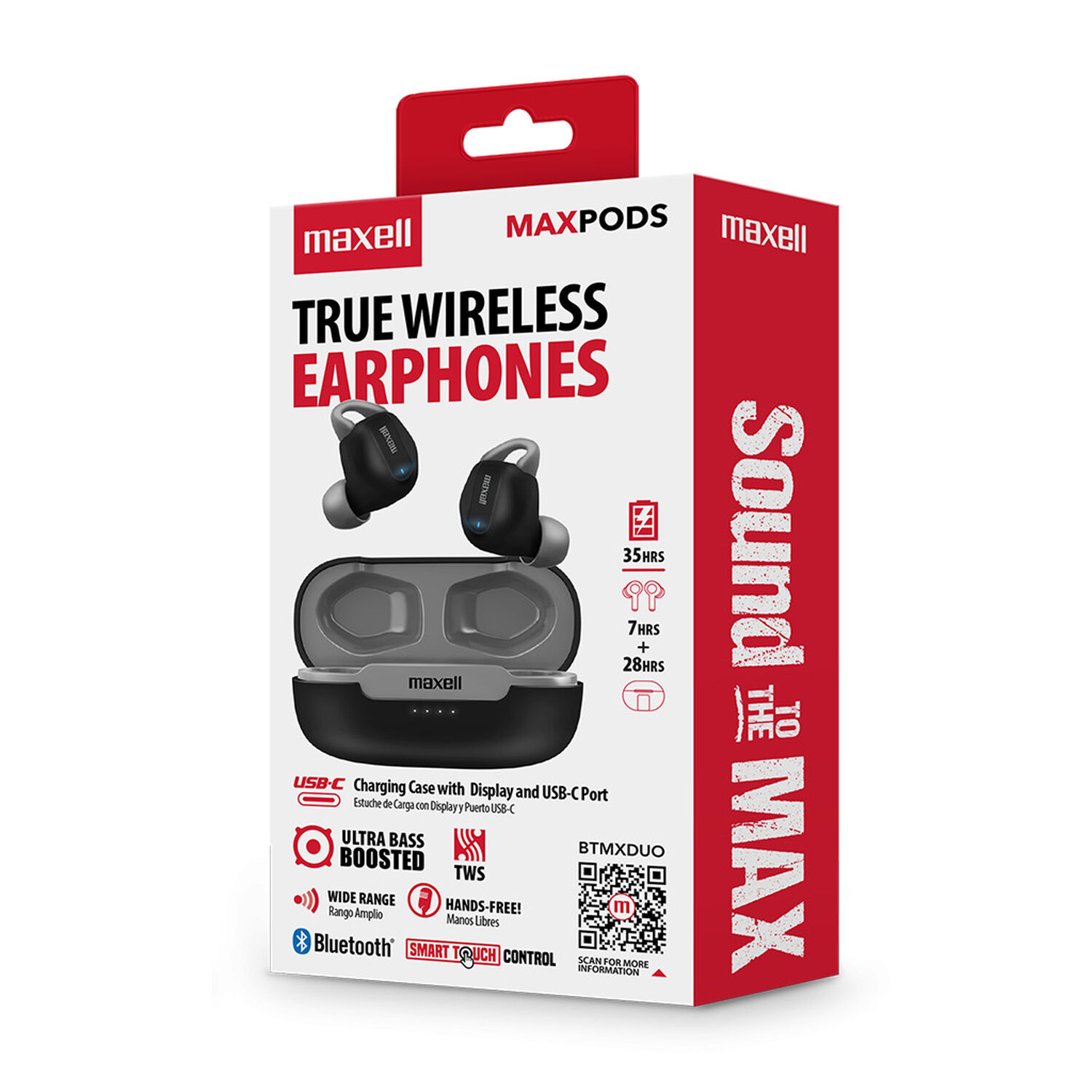 Aud&iacute;fonos Inal&aacute;mbricos Maxell Bluetooth Maxpods 35 Horas Negro image number 3.0