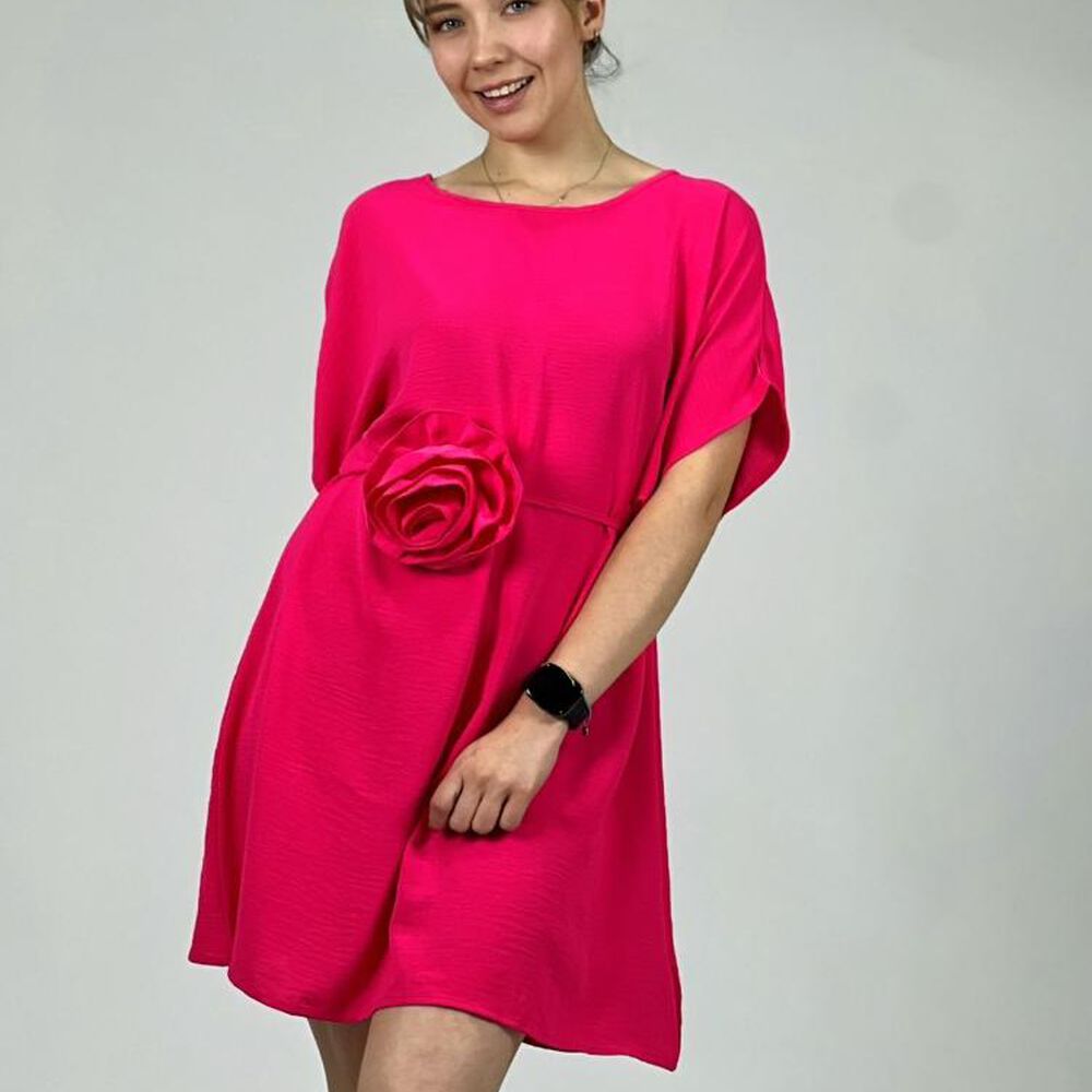 Vestido Crepe Cinturón De Rosa Beige Enigmática Boutique image number 2.0