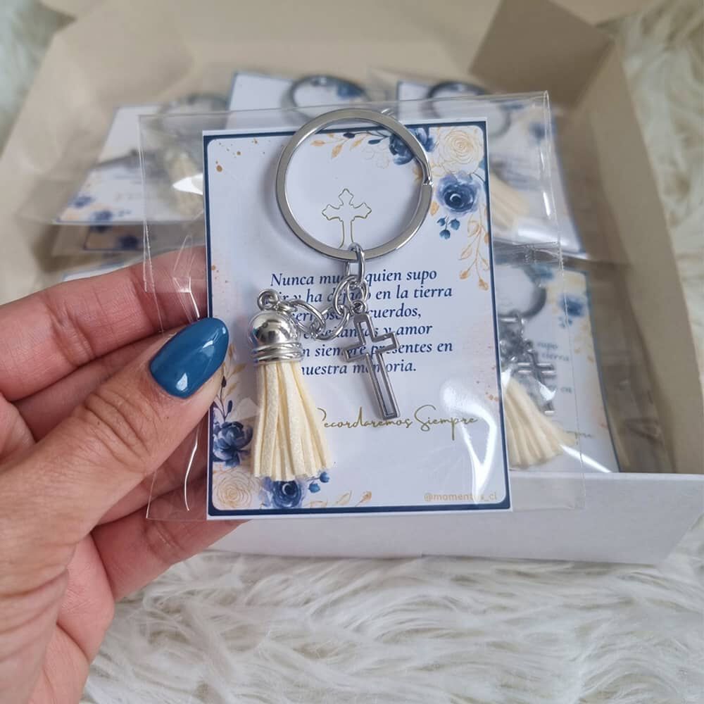 Recuerdos Encintados Condolencias 12 Llaveros + Tarjetas image number 1.0