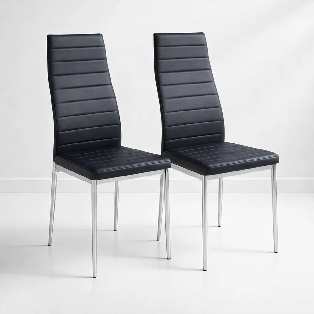 Pack De 2 Sillas Acolchadas Dining Liana Con Patas Cromadas - Negras image number 0.0