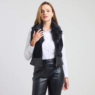 Chaqueta Ecocuero Sin Mangas Cuello Solapa Mujer Kimera