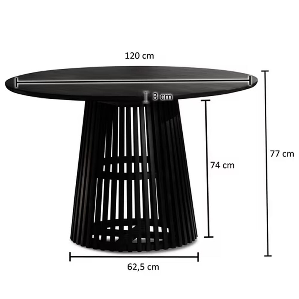 Mesa Redonda De Comedor 120 Cm Madera Natural Base Estilo Rejilla image number 2.0