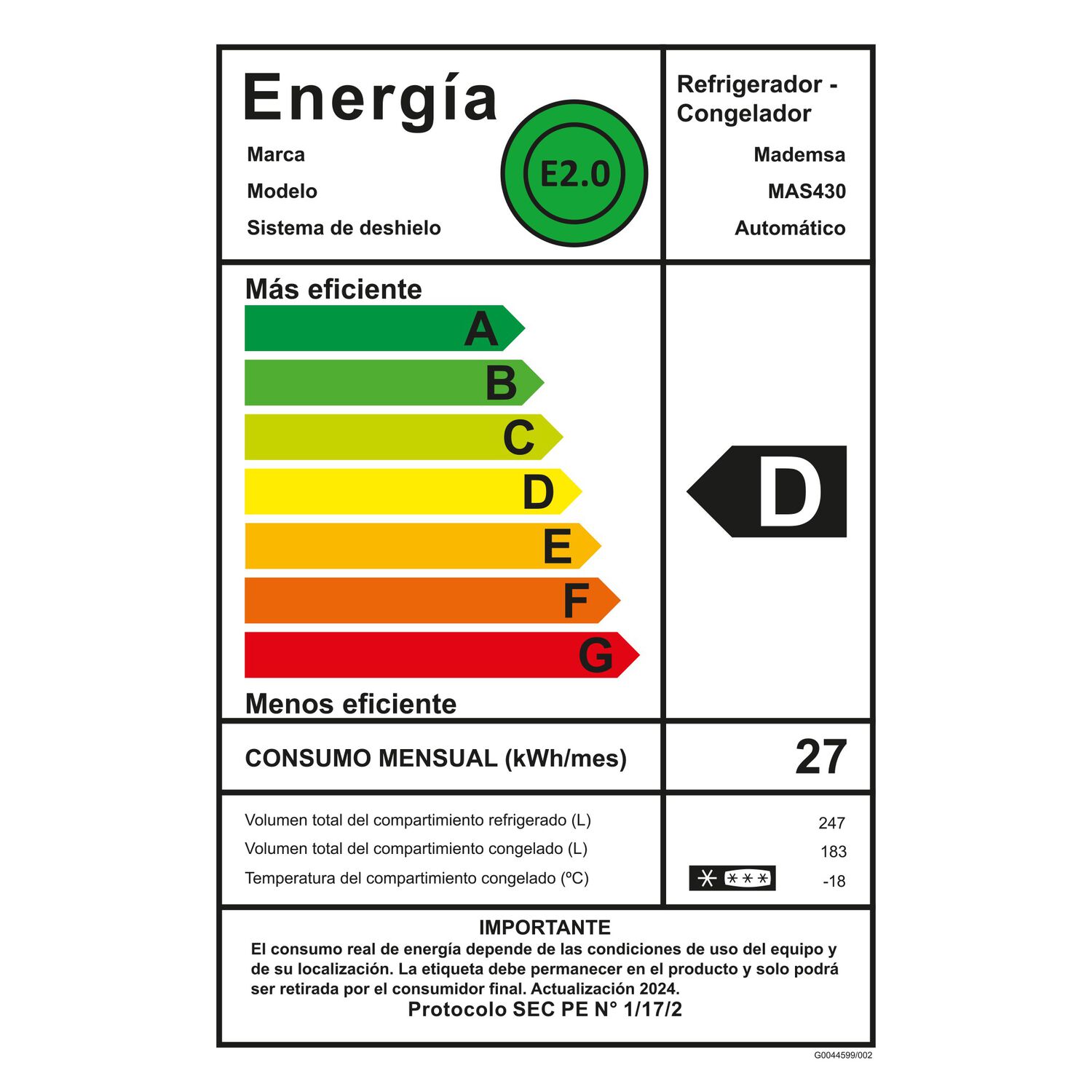Refrigerador Mademsa 430l No Frost Side By Side Mas430 Inox image number 10.0