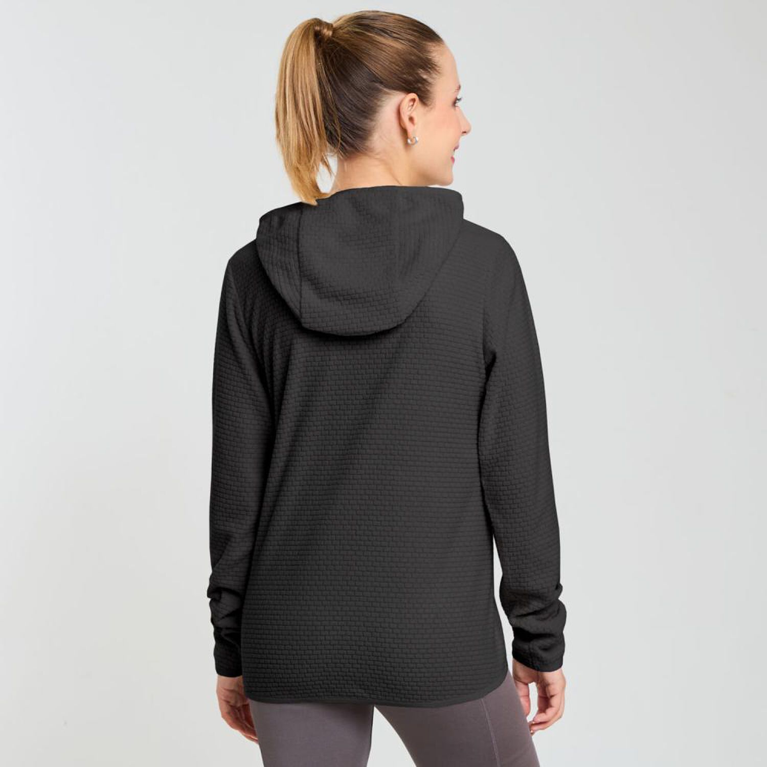 Poler&oacute;n Deportivo Waffle Cuello Alto Con Capucha Mujer Wetland image number 2.0