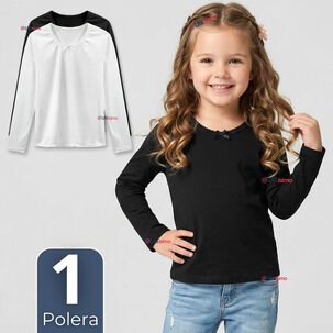 Camiseta Polera Algod&oacute;n Cuello Redondo Primera Capa Manga Larga Colores Surtidos Ni&ntilde;a
