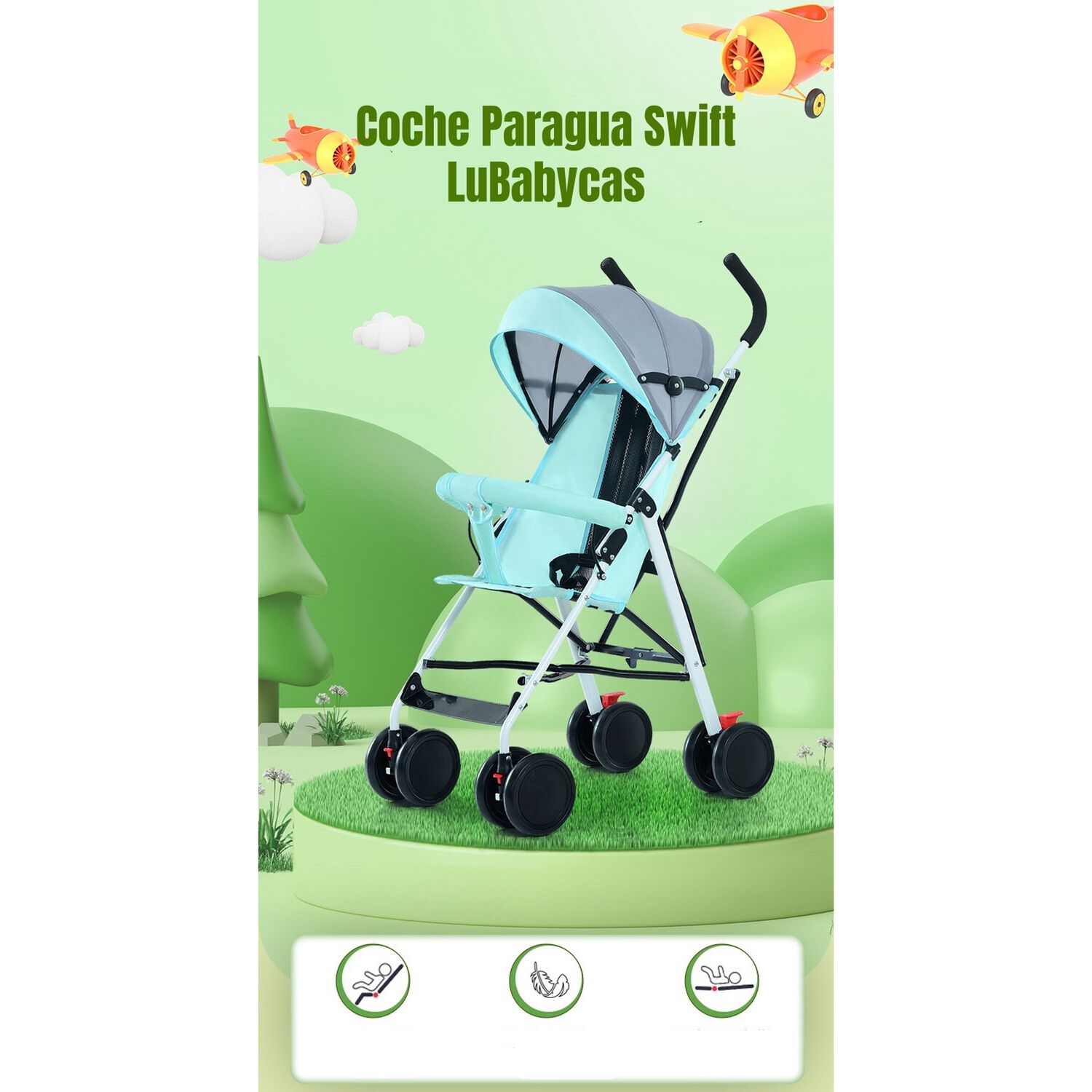 Coche Paragua Con Posa Vaso Swift Rosado Lubabycas image number 1.0