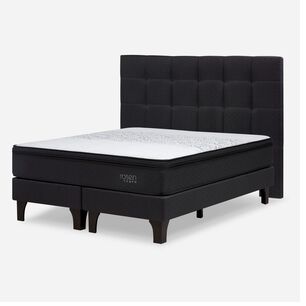 Cama Europea Rosen Tempo + Respaldo Issey / King / Base Dividida + Respaldo