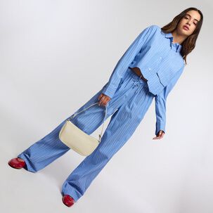 Blusa Corta Manga Larga Cuello Camisero Mujer Freedom