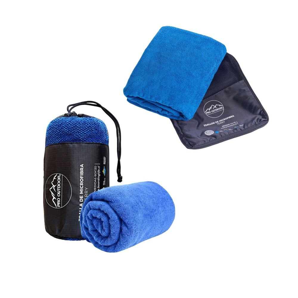 Pack Toallon Y Toalla Microfibra Terry Azul Pro Outdoor image number 0.0