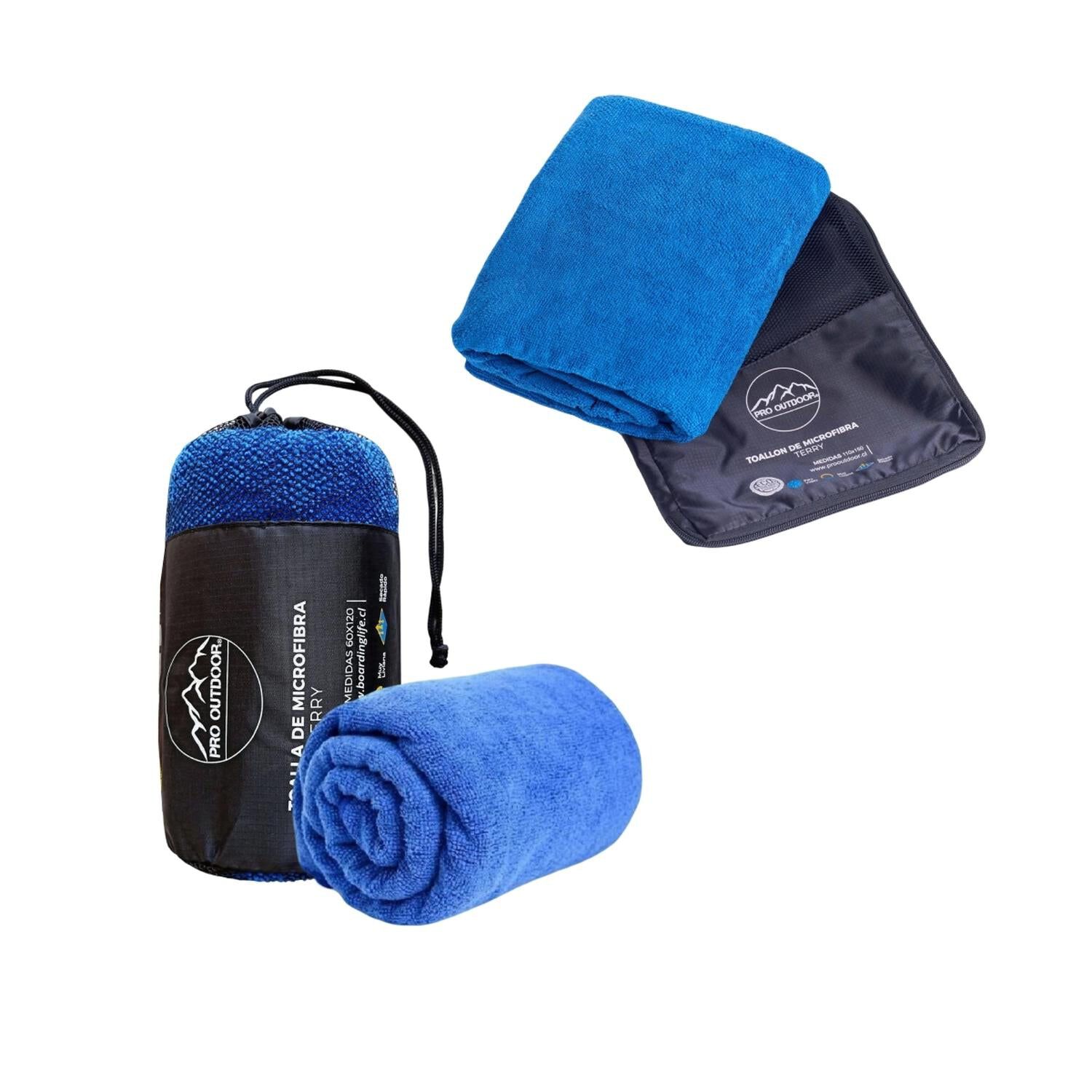 Pack Toallon Y Toalla Microfibra Terry Azul Pro Outdoor image number 0.0