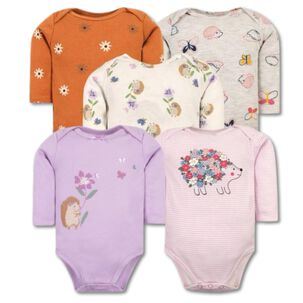 Pack 5 Bodys Niña Manga Larga Tedmimak 100% Algodón Magic Porcupine In Lilac