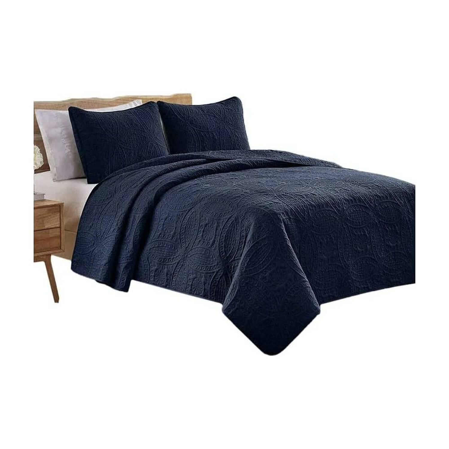 Cubrecama Quilt Reversible 264x228cm King + 2 Funda Almohada Azul. image number 3.0