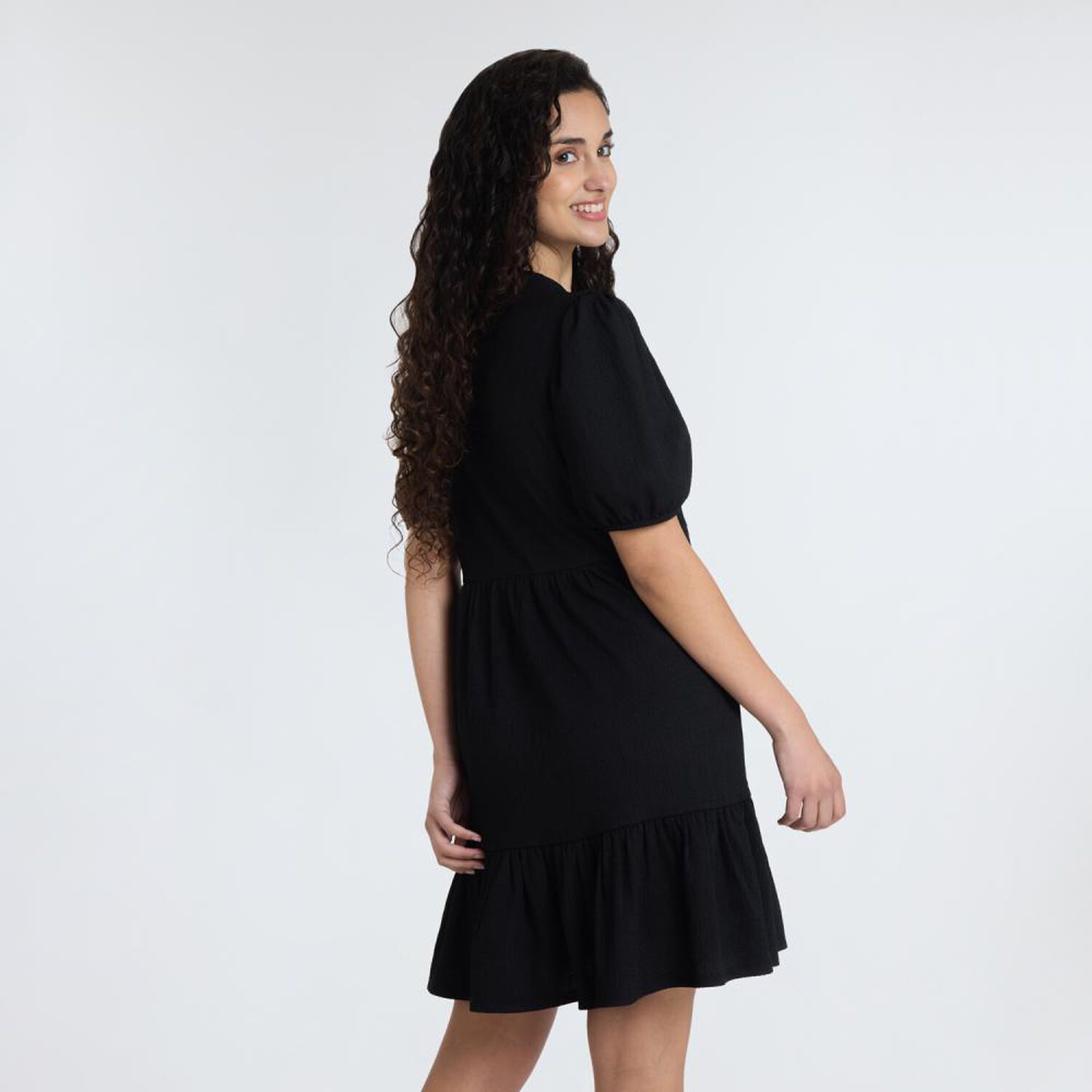 Vestido Con Amarras Manga Corta Cuello Redondo Mujer Freedom image number 3.0