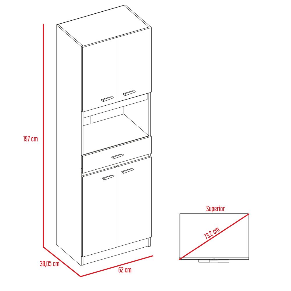 Mueble Microondas 4 Puertas 1 Cajon Fm-014b Negro Y Blanco image number 8.0