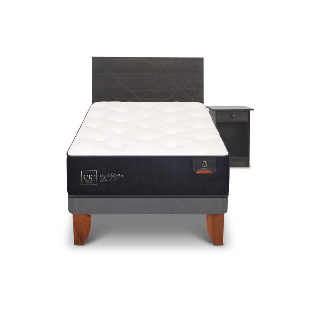 Cama Europea Cic Premium / 1.5 Plazas / Base Normal + Set De Maderas image number 0.0