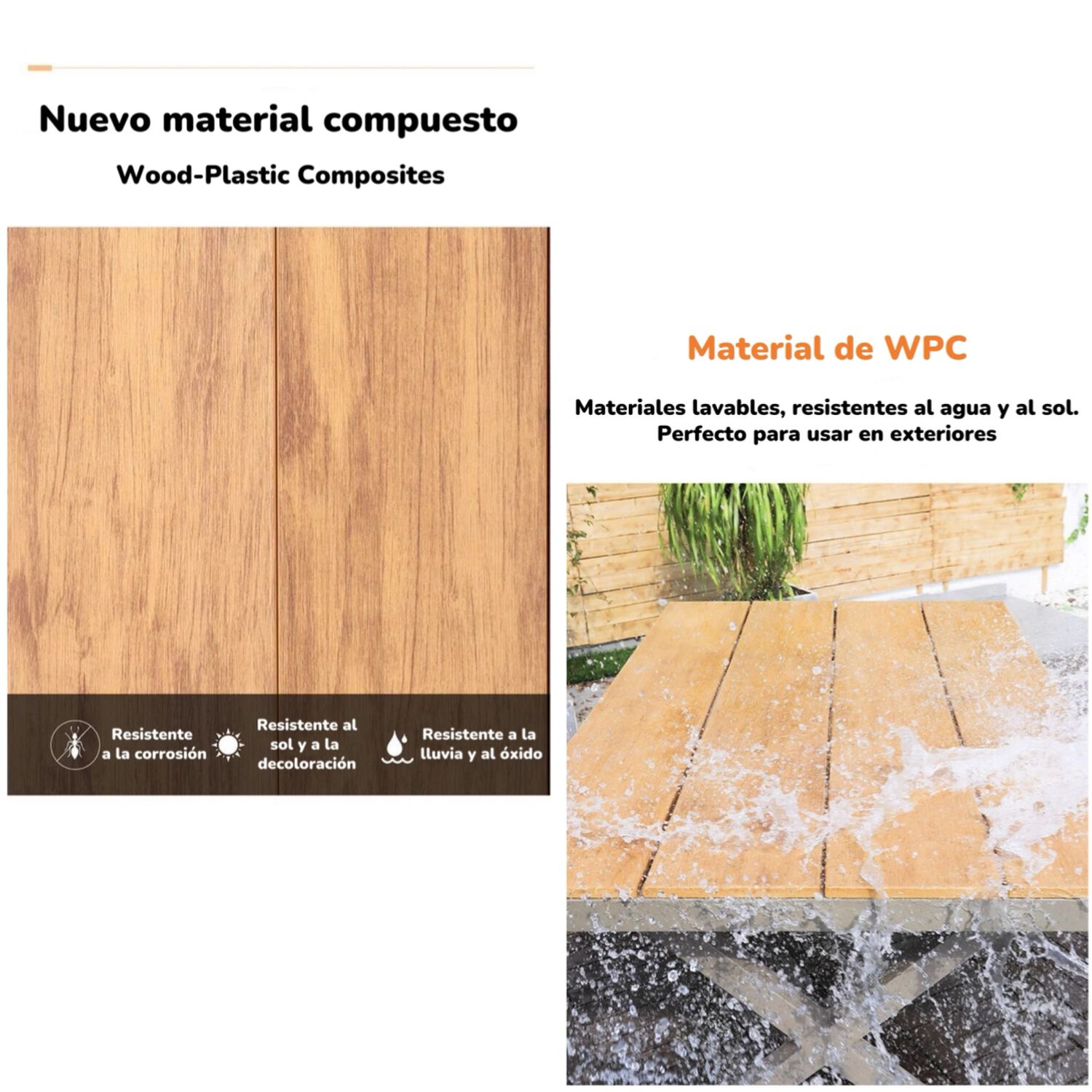 Juego De Comedor Exteriores 180cm Y 6 Sillas Impermeables image number 5.0