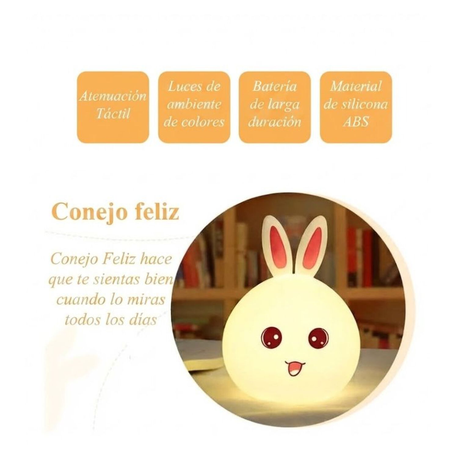 L&aacute;mpara De Noche Silicona Espantacuco Conejo Recargable Led image number 3.0