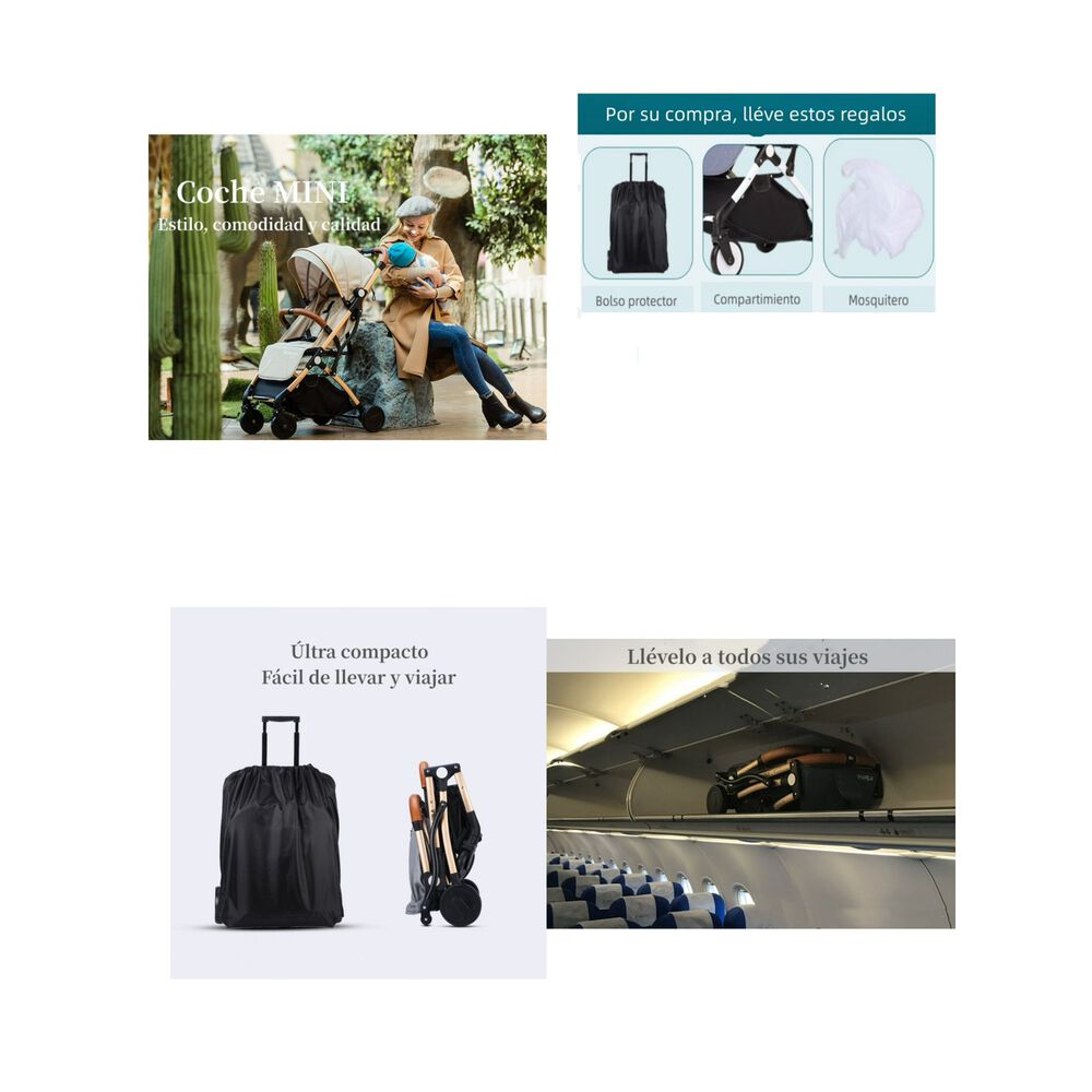 Coche De Paseo Aluminio Con Accesorios Lubabycas Negro image number 3.0