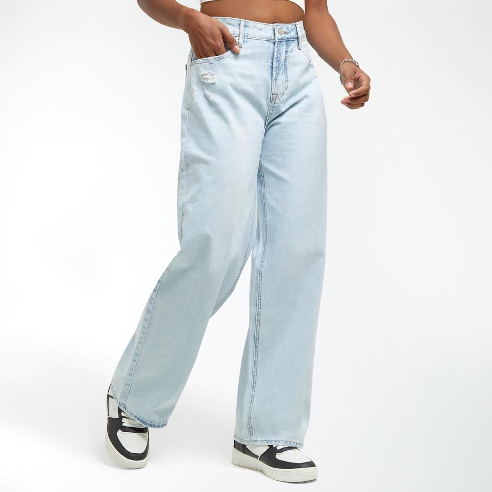 Jeans Roturas Tiro Medio Relax Mujer Rolly Go image number 2.0