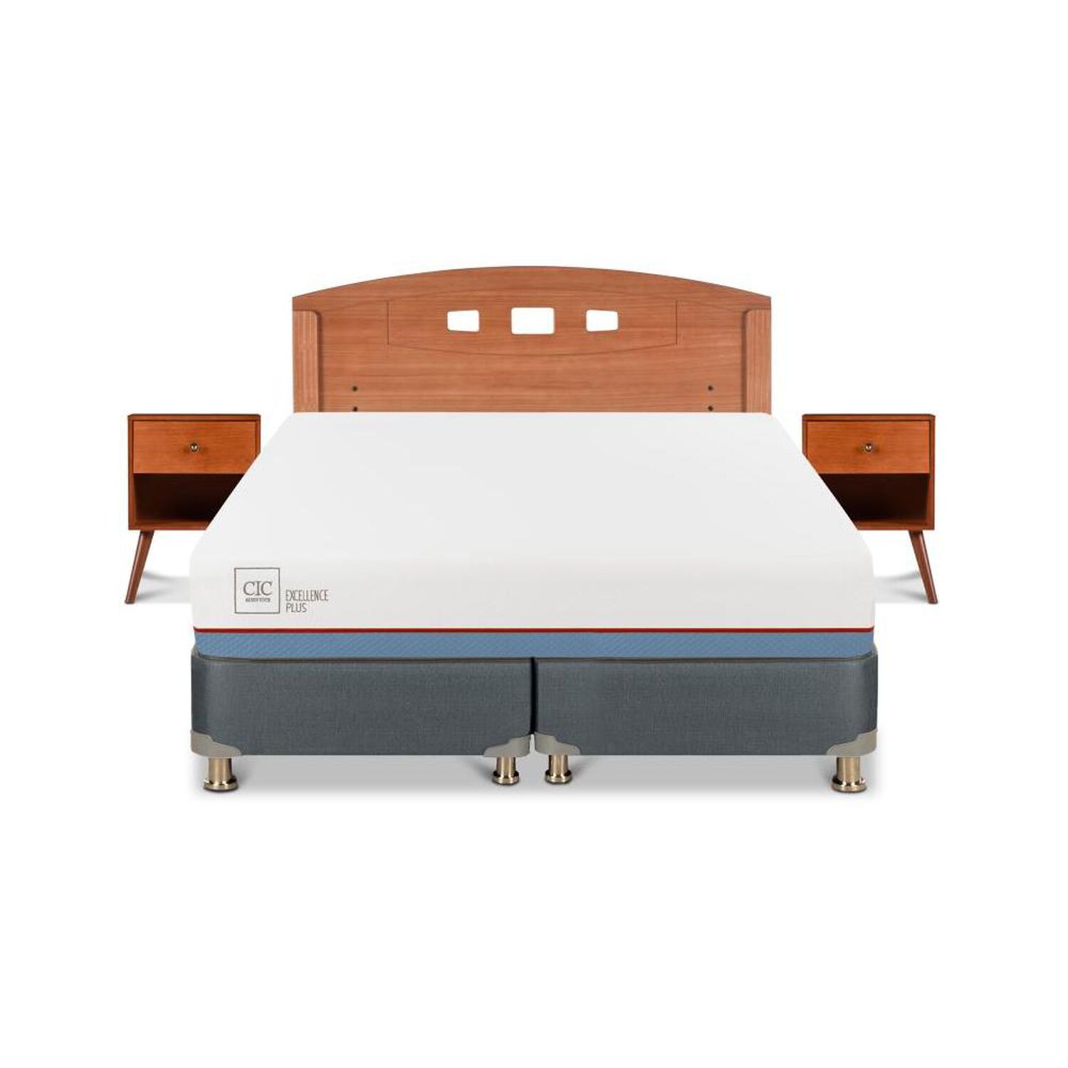 Cama Americana Cic Excellence Plus / 2 Plazas / Base Dividida + Set De Maderas image number 0.0