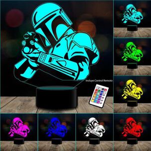 Lampara Ilusión 3d Boba F Manda5 16 Colores Control Remoto