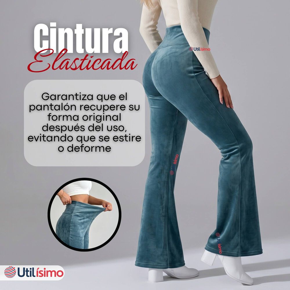 Pantal&oacute;n Cotel&eacute; Palazzo Polar Con Chiporro Elasticado T&eacute;rmico Verde Agua image number 7.0