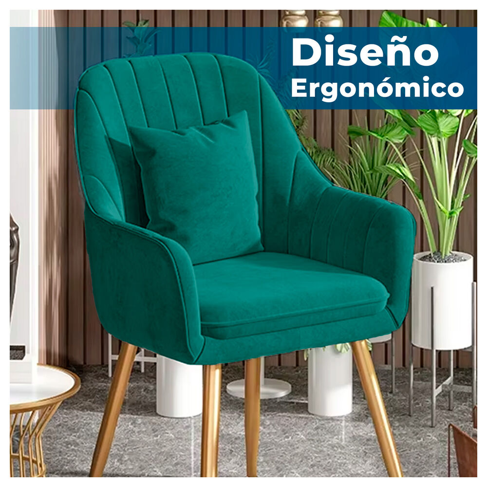 Butaca Poltrona Sof&iacute; De Terciopelo Con Patas De Metal image number 2.0