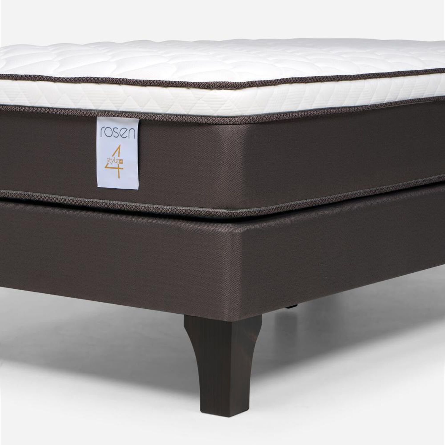Cama Europea Rosen New Style 4 Plus / 1 Plaza / Base Normal  + Respaldo Rachel Gris image number 4.0