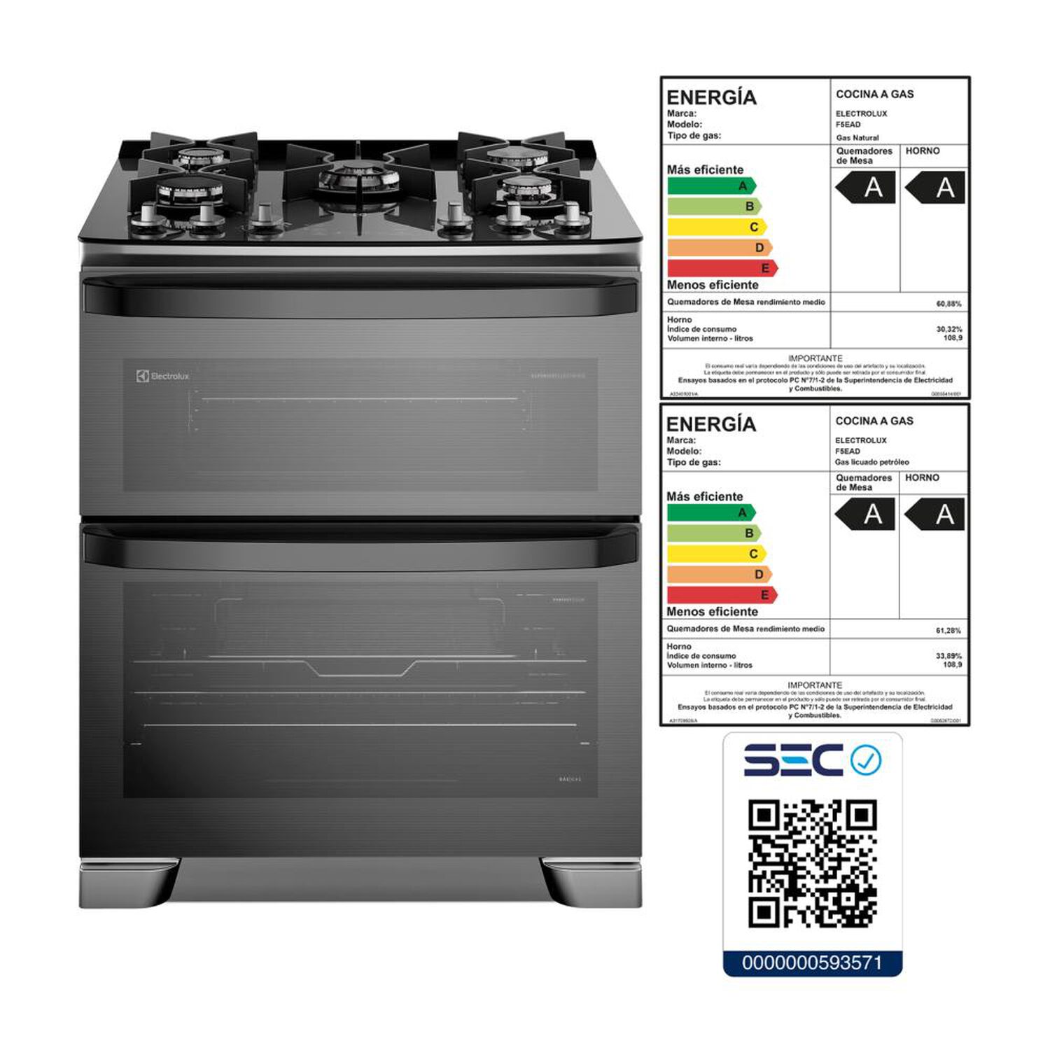 Cocina A Gas Electrolux F5ead 5 Quemadores image number 12.0