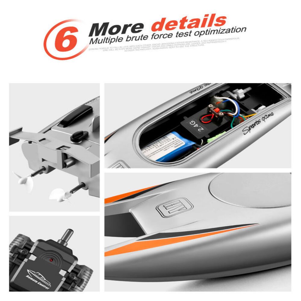 Lancha Juguete A Control Remoto Doble Motor - Gris image number 6.0