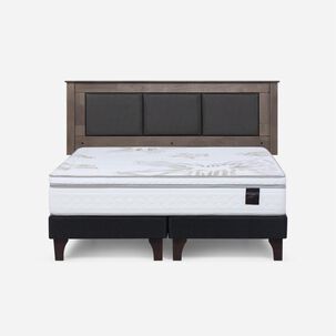 Cama Europea Rosen Art 4 / King / Base Dividida  + Respaldo Rachel Gris
